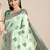 green green floral silk blend banarasi saree