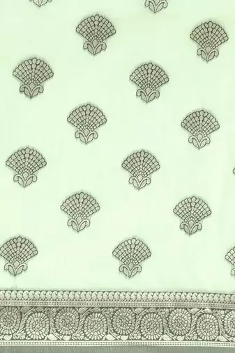 green green floral silk blend banarasi saree