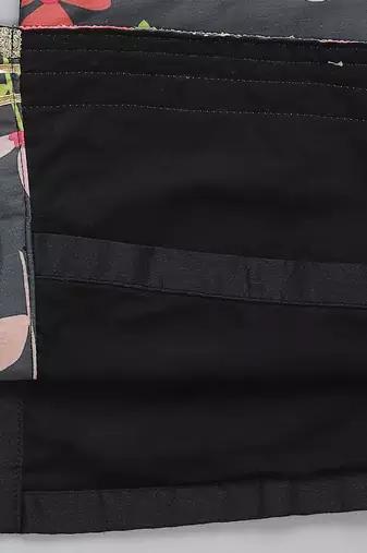 Black printed cotton silk Men Kurta Set
