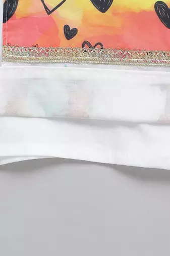 White printed cotton silk Men Kurta Set