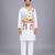 White printed cotton silk Men Kurta Set