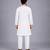 White printed cotton silk Men Kurta Set