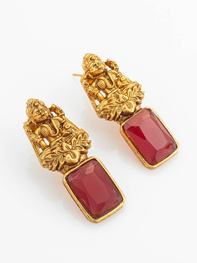 Antique gold lakshmi temple necklace set with earrings