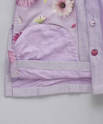 Lavender printed cotton silk Men Kurta Set 6