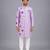 Lavender printed cotton silk Men Kurta Set