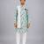 Blue floral printed cotton silk Men Kurta Set