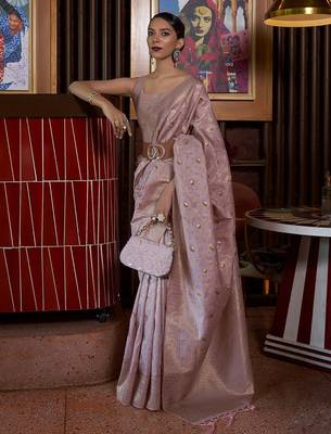 mauve woven design zari banarasi saree 1