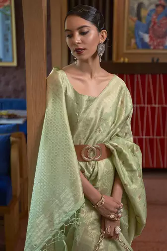 sea_green woven design zari banarasi saree