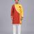 Mustard yellow red cotton silk Men Kurta Set