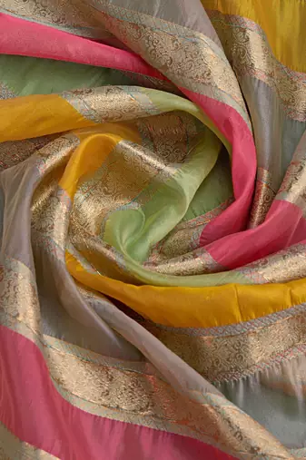 grey woven design zari organza saree