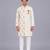 Off white floral printed cotton silk Men Kurta Set