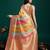 orange woven design zari organza saree