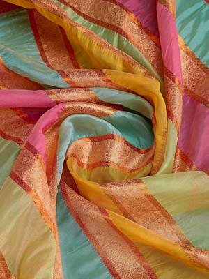 orange woven design zari organza saree 5