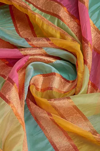 orange woven design zari organza saree