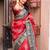 red batik zari saree