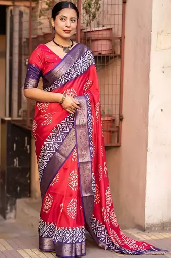 pink batik zari saree