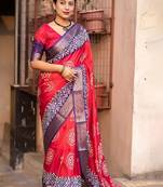 pink batik zari saree