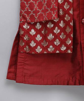 Crimson red cotton silk kurta set 5