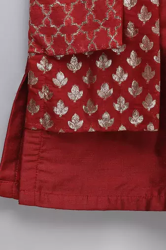 Crimson red cotton silk kurta set