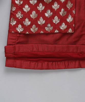Crimson red cotton silk kurta set 6