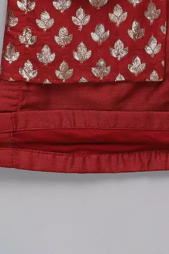Crimson red cotton silk kurta set