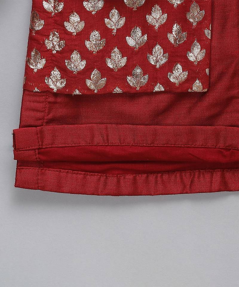 Crimson red cotton silk kurta set