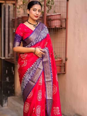 pink batik zari saree 2