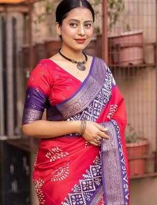 pink batik zari saree 3