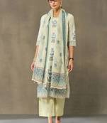 women ethnic motifs printed regular kurta with trousers & with dupatta