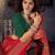red mirror work bandhani saree