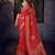 red mirror work bandhani saree