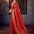 red mirror work bandhani saree