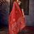 red mirror work bandhani saree