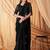 black embellished sequinned pure georgette saree