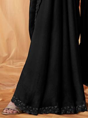 black embellished sequinned pure georgette saree 5