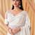white embellished sequinned pure georgette saree