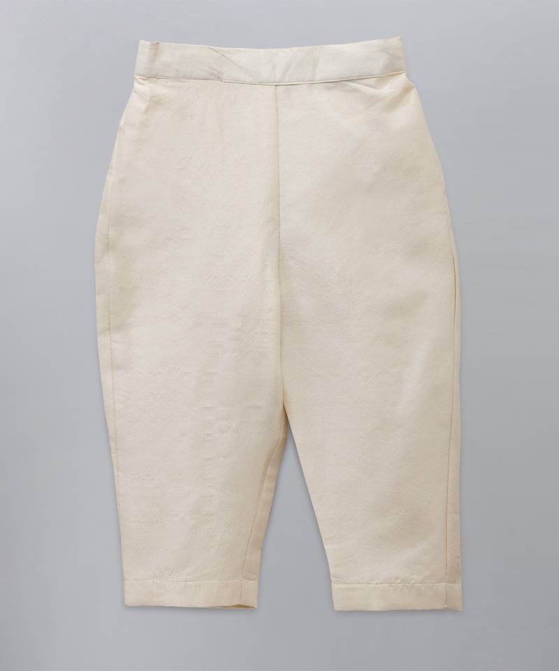 White embroidered raw silk Men Bandhgala and Pant