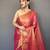 pink pink & gold-toned woven design zari tissue saree
