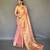 pink pink & gold-toned woven design zari tissue saree
