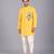 Mustard yellow embroidered cotton silk kurta dhoti set