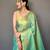teal teal & gold-toned ethnic motifs woven design zari saree