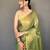 green green & gold-toned woven design zari tissue saree