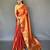red red & gold-toned woven design zari tissue saree