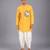 Mustard yellow embroidered cotton silk angrakha Men Kurta Set