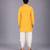 Mustard yellow embroidered cotton silk angrakha Men Kurta Set