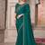 green sequinned solid satin saree