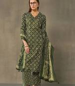 women ethnic motifs printed regular cotton kurta with palazzos & with dupatta