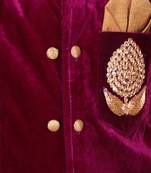 Royal purple embroidered velvet Men Bandhgala and Pant