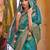teal teal green & gold-toned ethnic motifs zari silk blend banaras saree