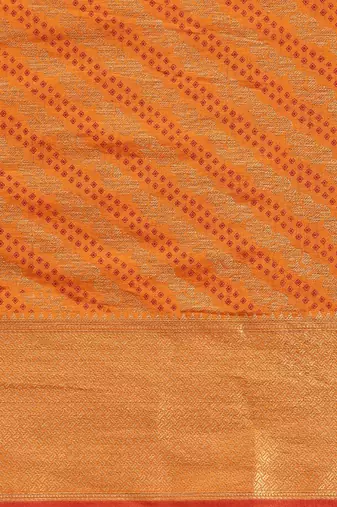 orange orange & golden woven design silk blend saree